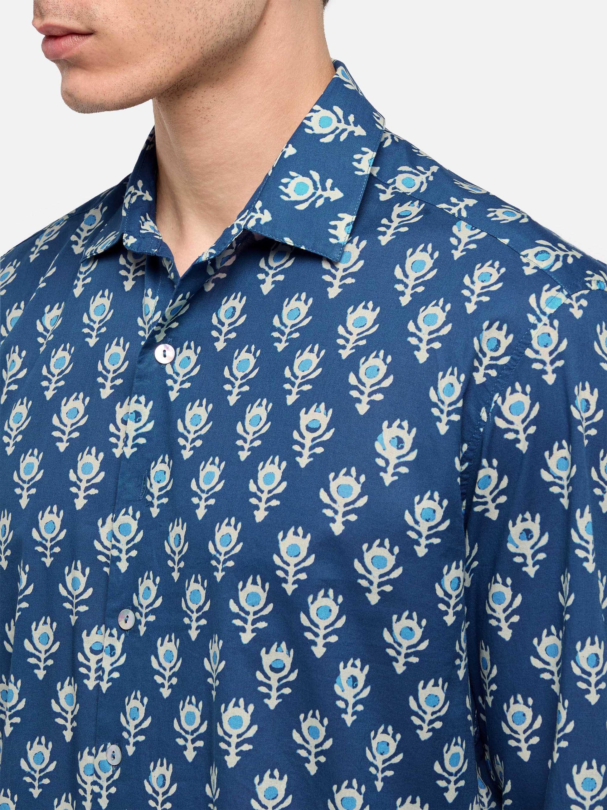 Muslin cotton shirt Sikelia with boho print - MC2 Saint Barth