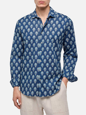 Camicia Sikelia in mussola di cotone con stampa boho