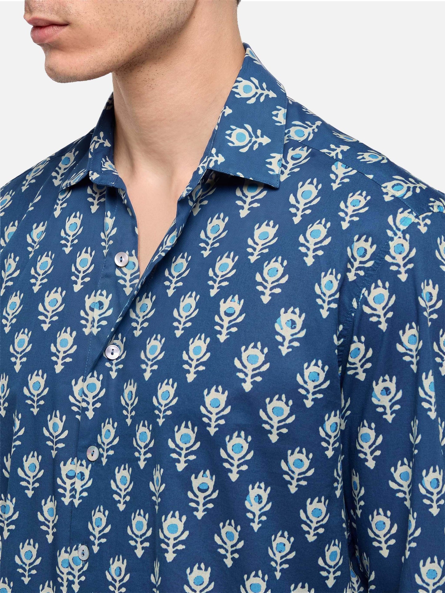 Camicia Sikelia in mussola di cotone con stampa boho