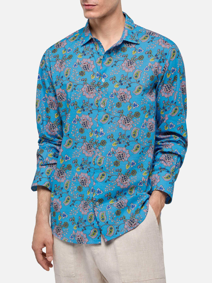 Muslin cotton shirt Sikelia with boho print