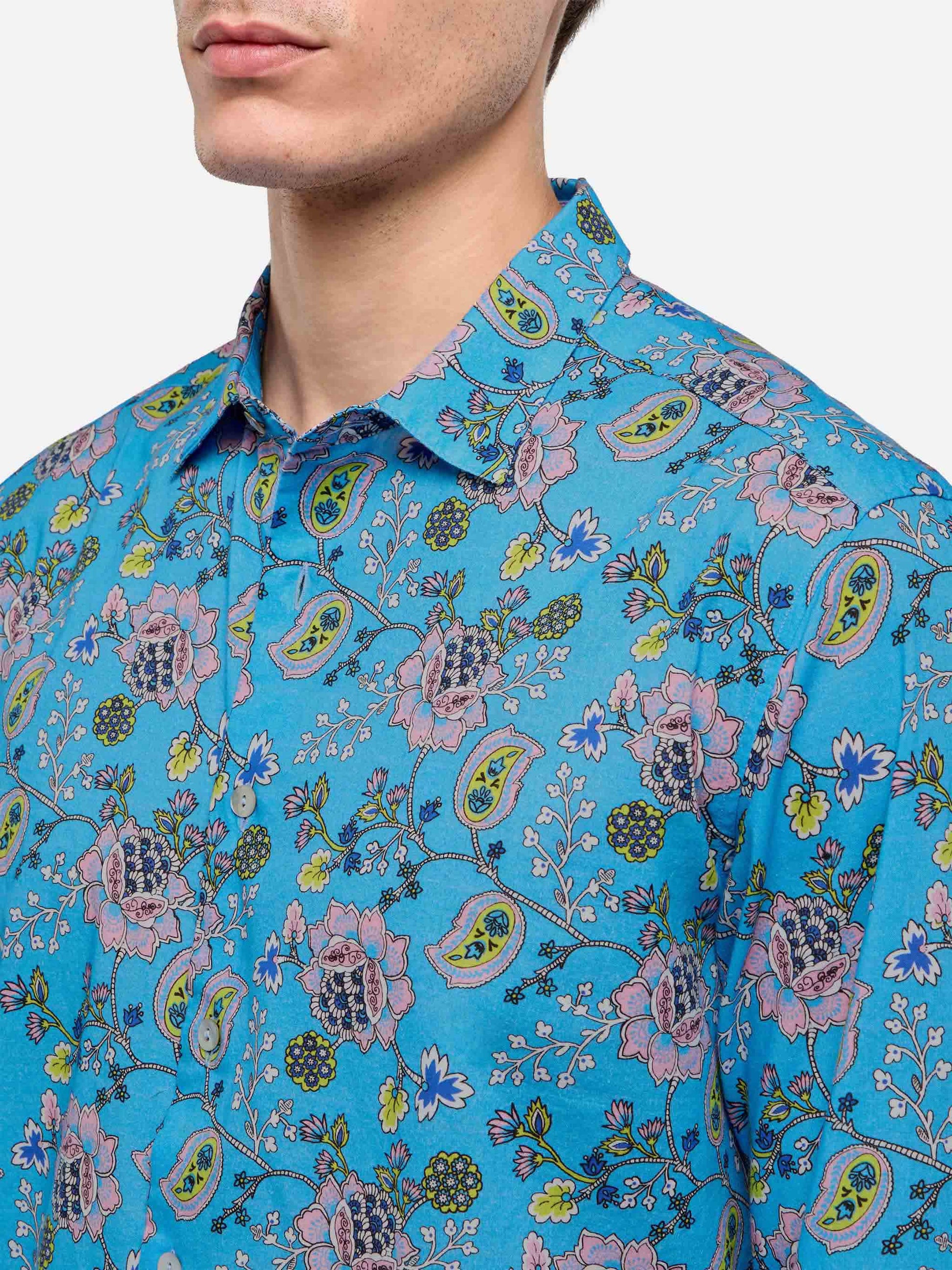 Muslin cotton shirt Sikelia with boho print - MC2 Saint Barth