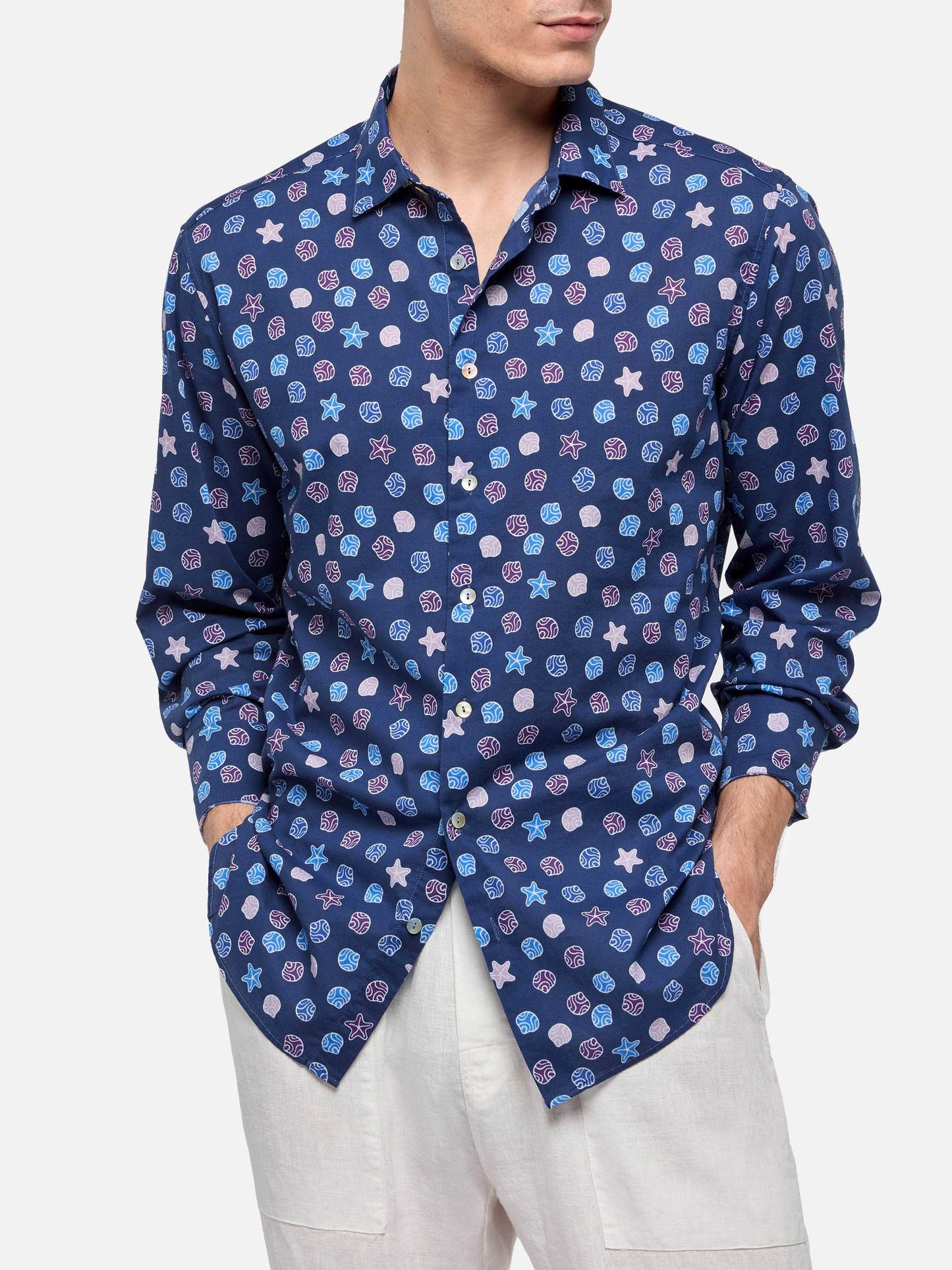 Muslin cotton shirt Sikelia with ethnic print - MC2 Saint Barth