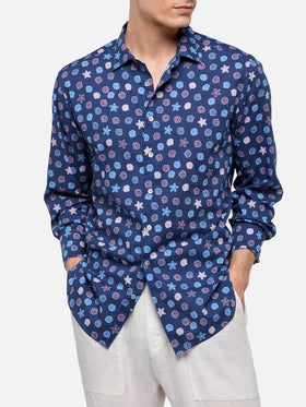Muslin cotton shirt Sikelia with ethnic print - MC2 Saint Barth
