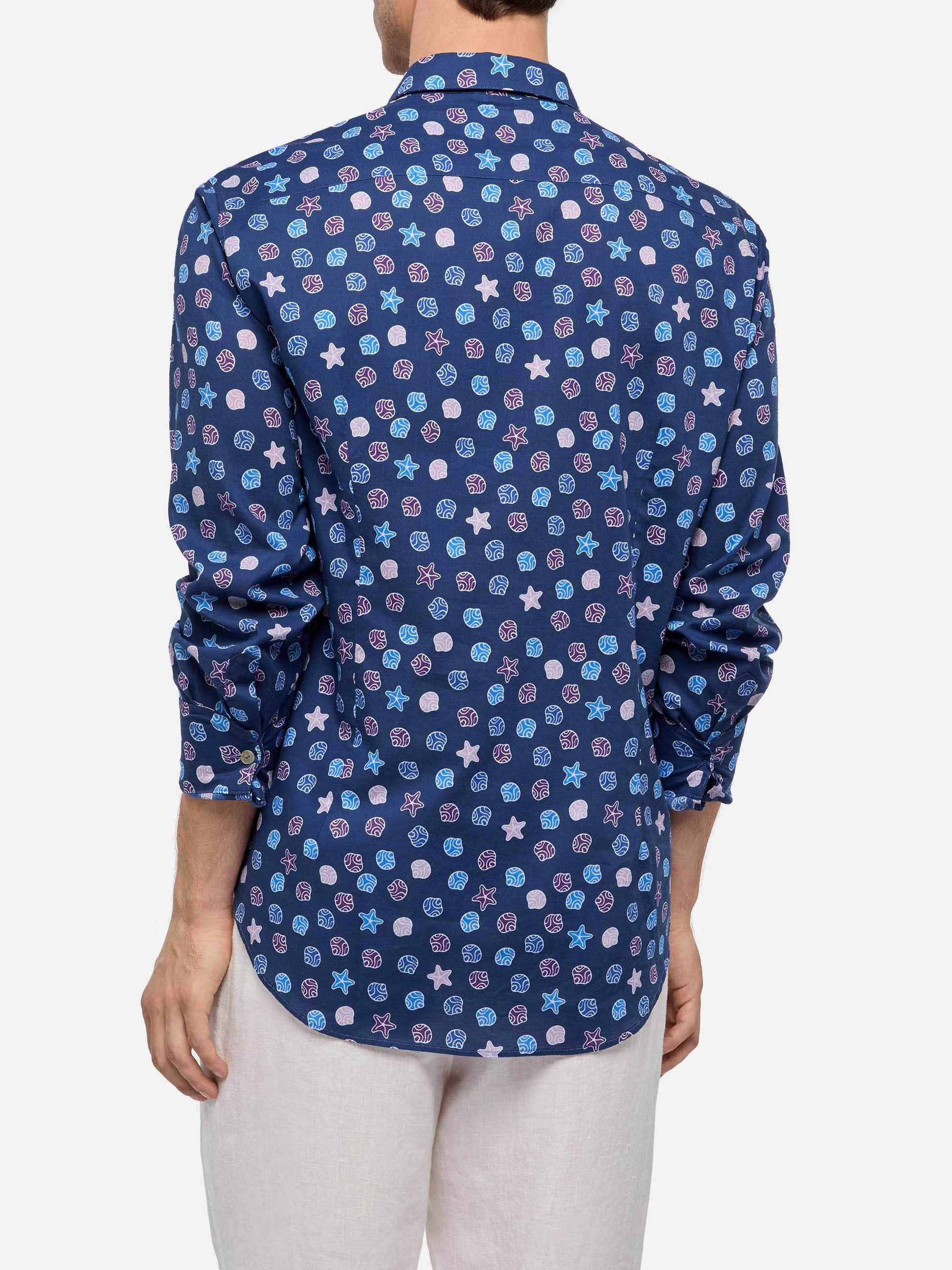 Muslin cotton shirt Sikelia with ethnic print - MC2 Saint Barth