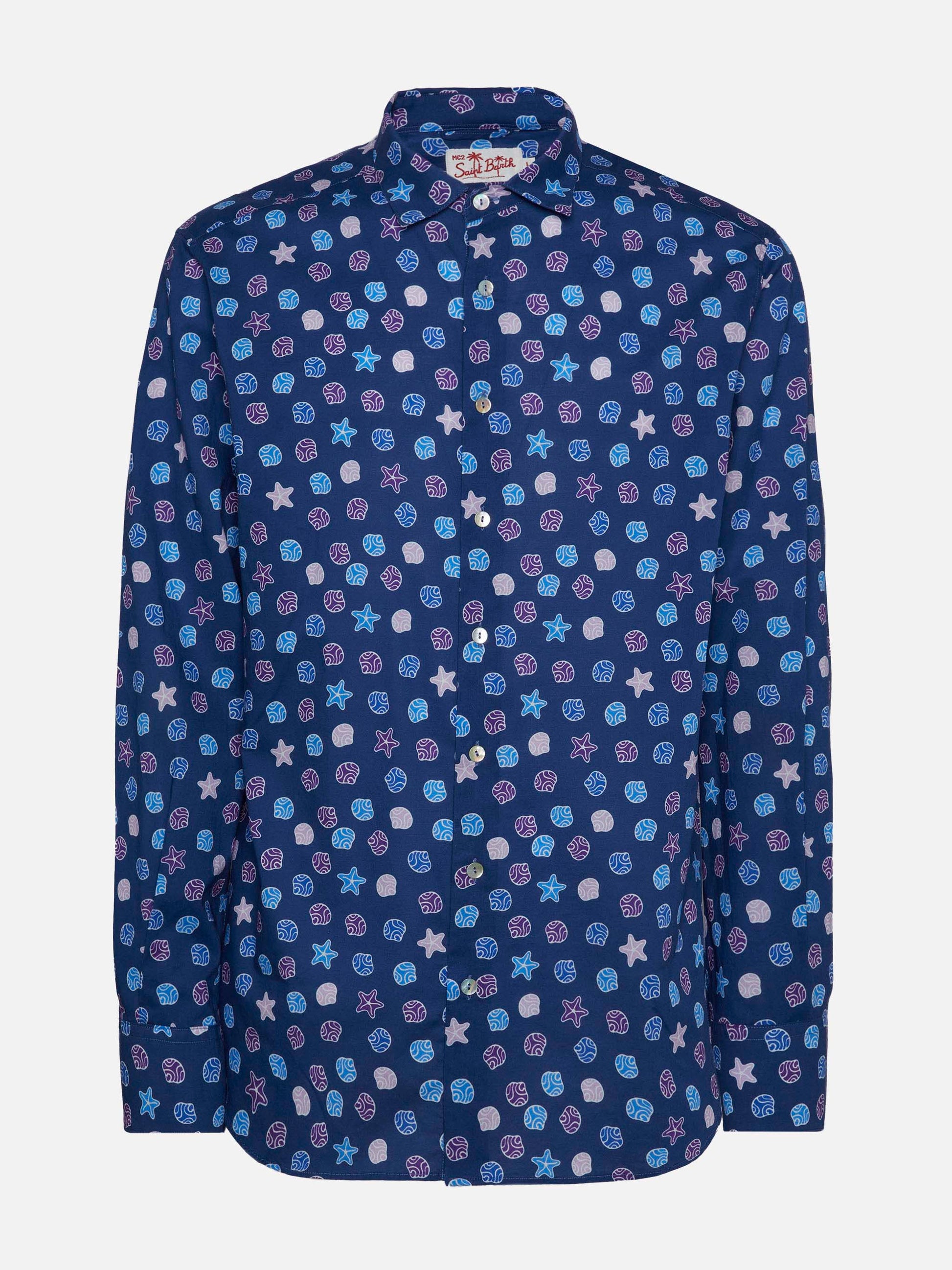 Muslin cotton shirt Sikelia with ethnic print - MC2 Saint Barth