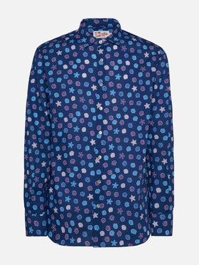 Muslin cotton shirt Sikelia with ethnic print - MC2 Saint Barth