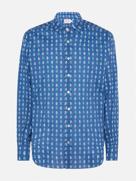 Camicia Sikelia in mussola di cotone con stampa batik