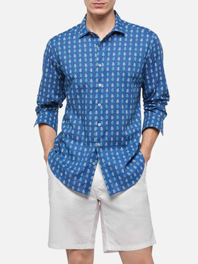 Muslin cotton shirt Sikelia with batik print - MC2 Saint Barth