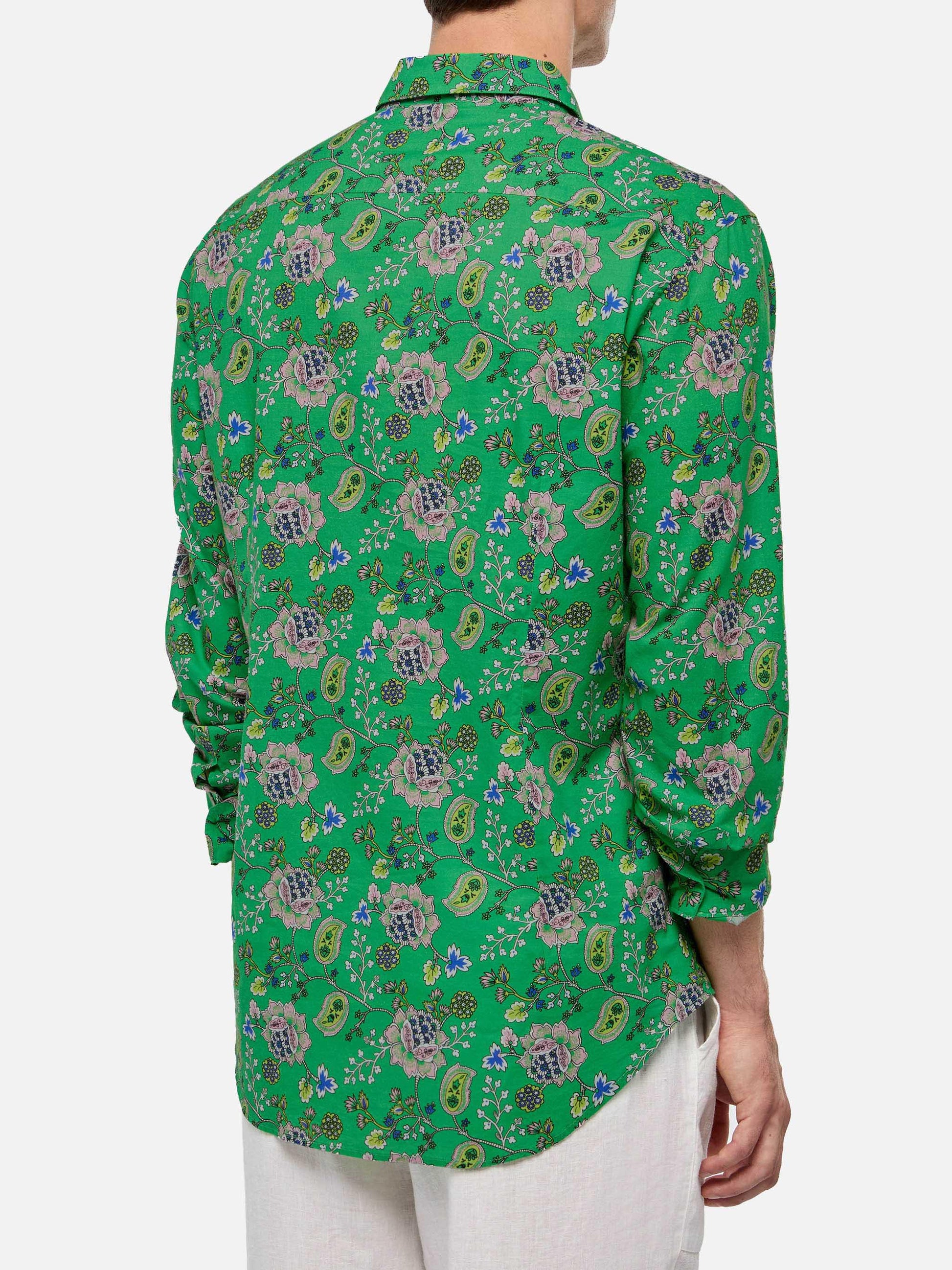 Man muslin cotton shirt Sikelia with boho print - MC2 Saint Barth