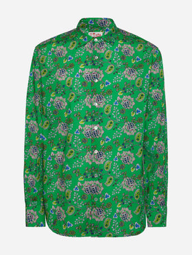 Man muslin cotton shirt Sikelia with boho print - MC2 Saint Barth