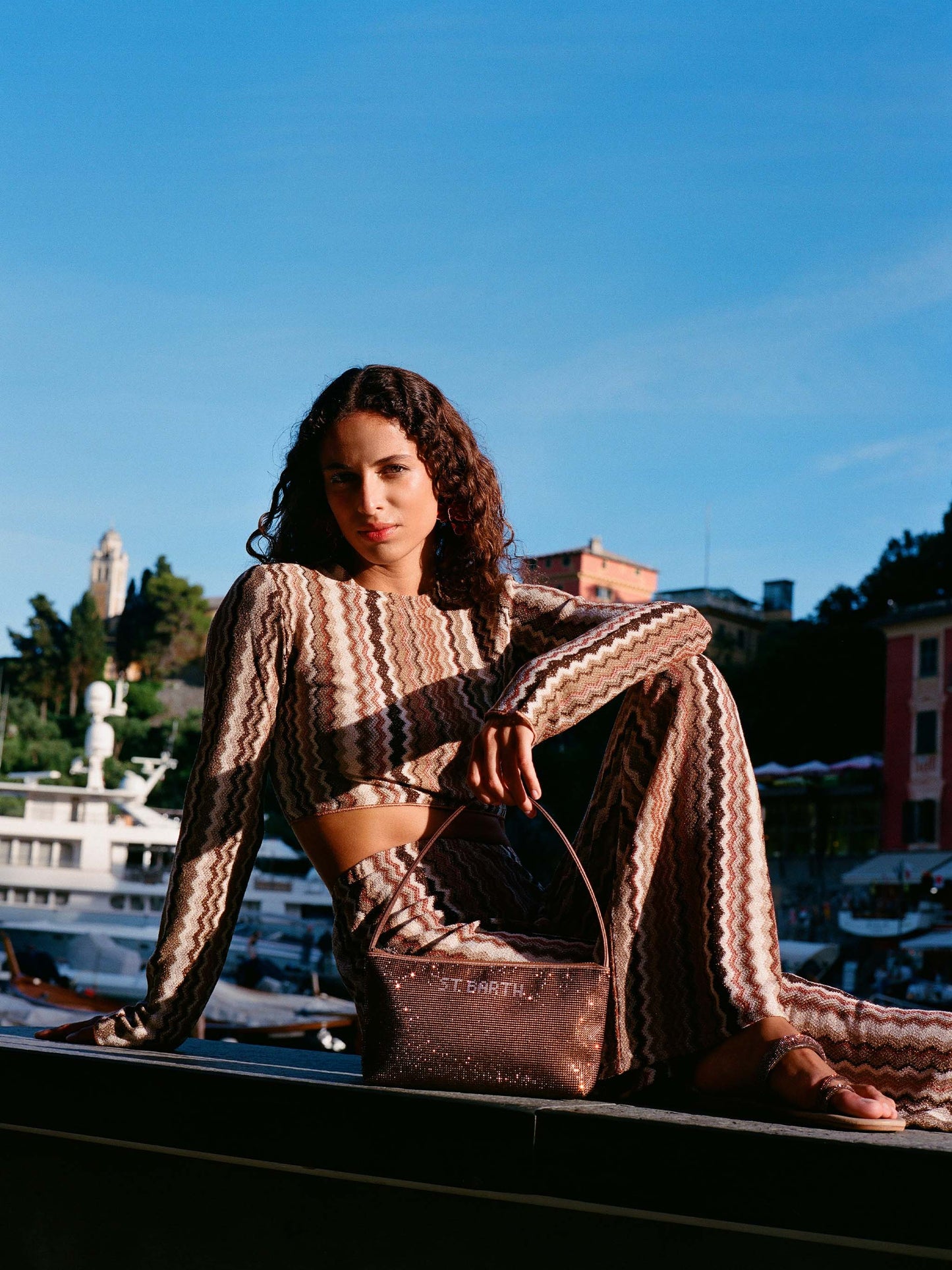 Mini bag Strassy with brown rhinestones