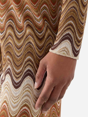 Top crop Siviglia in raschel degradé con motivo a onde