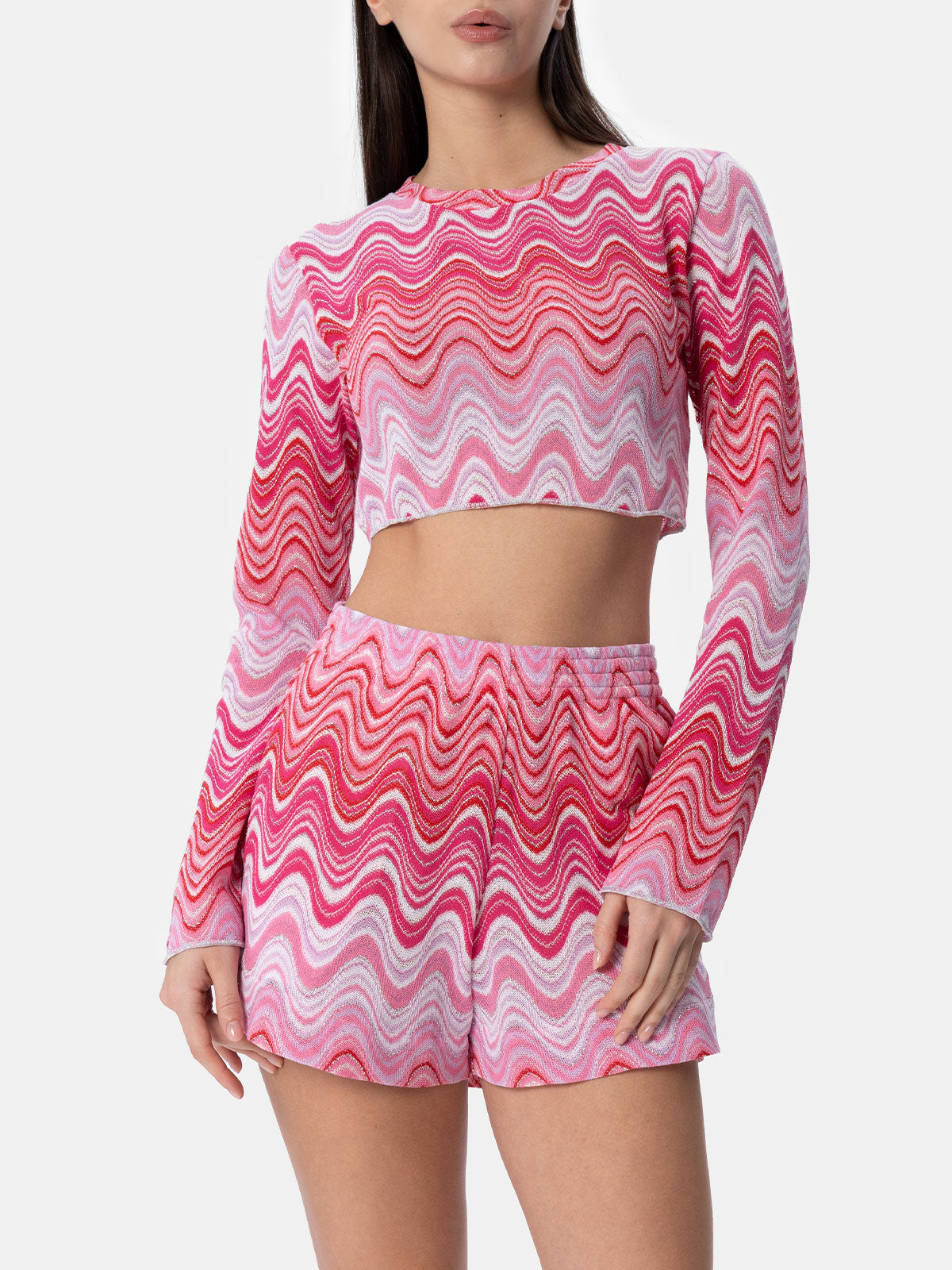 Woman raschel knit cropped t-shirt Siviglia