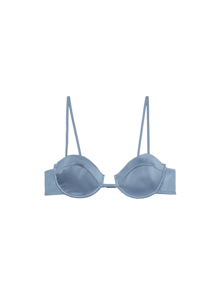 Bralette Salina con ferretto in shimmer blue avio