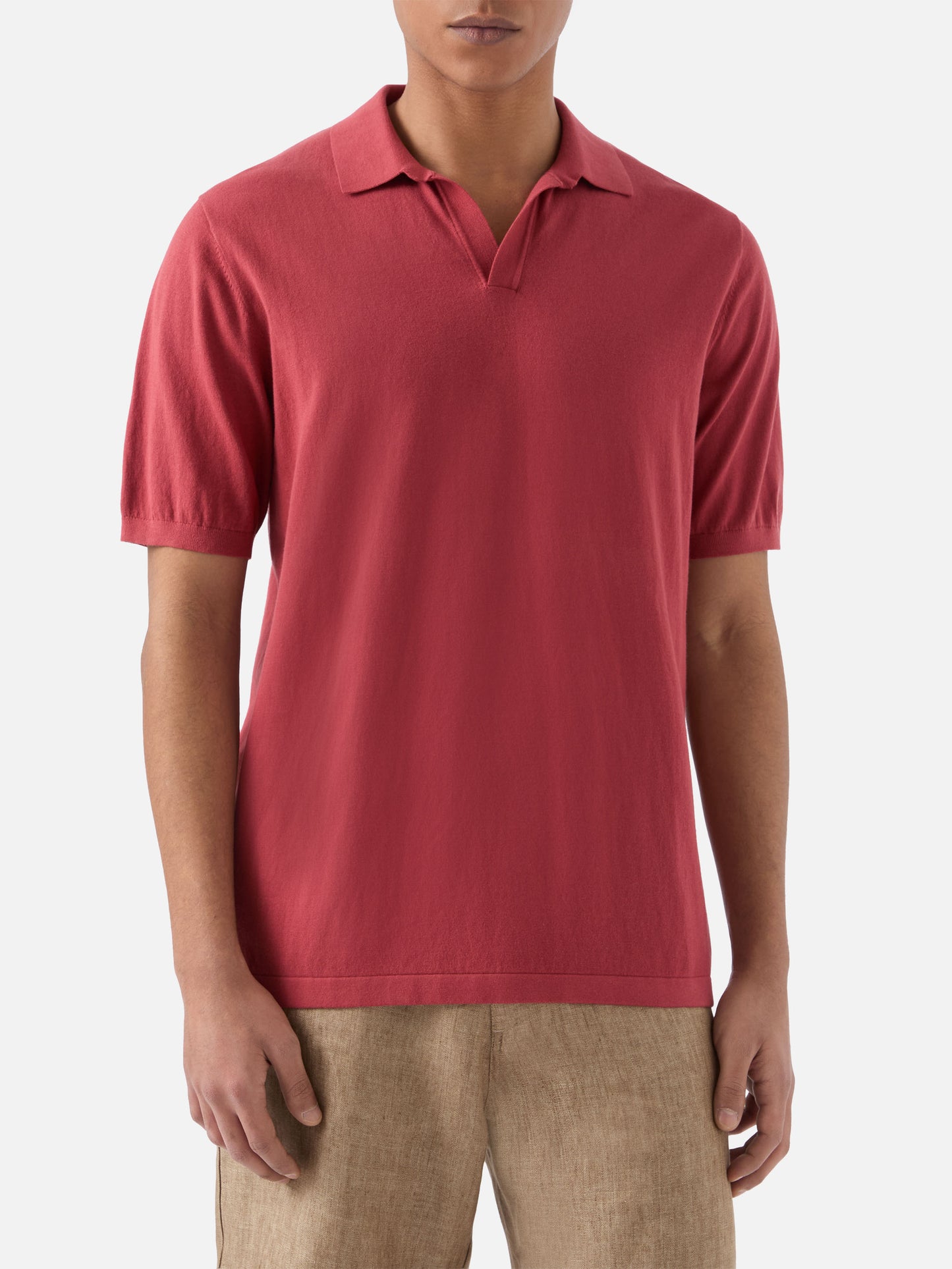 Polo Sloan in cotone pregiato high twist rosso mattone