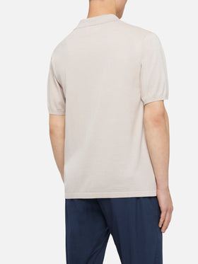 Sloan stone grey buttonless knitted polo shirt - MC2 Saint Barth