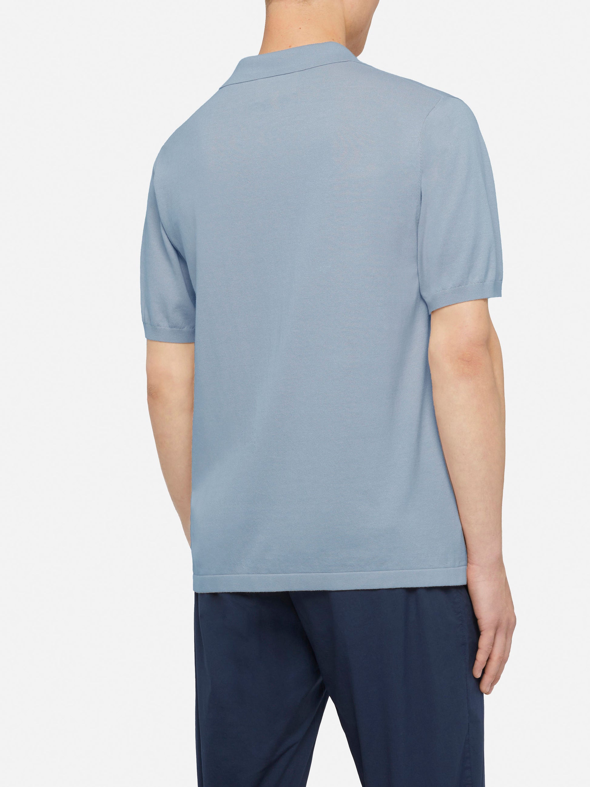 Sloan light blue buttonless knitted polo shirt - MC2 Saint Barth