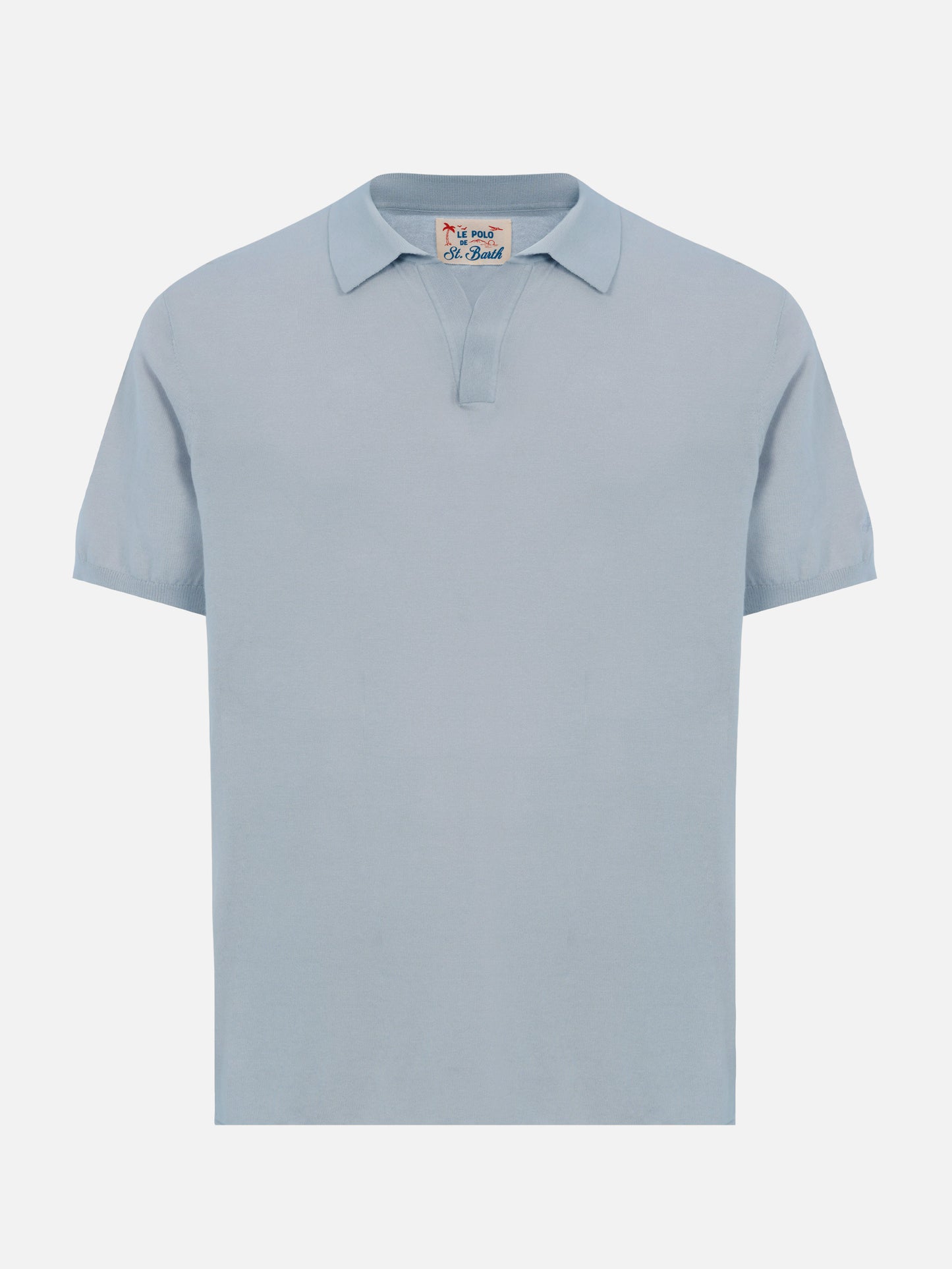 Sloan light blue buttonless knitted polo shirt - MC2 Saint Barth