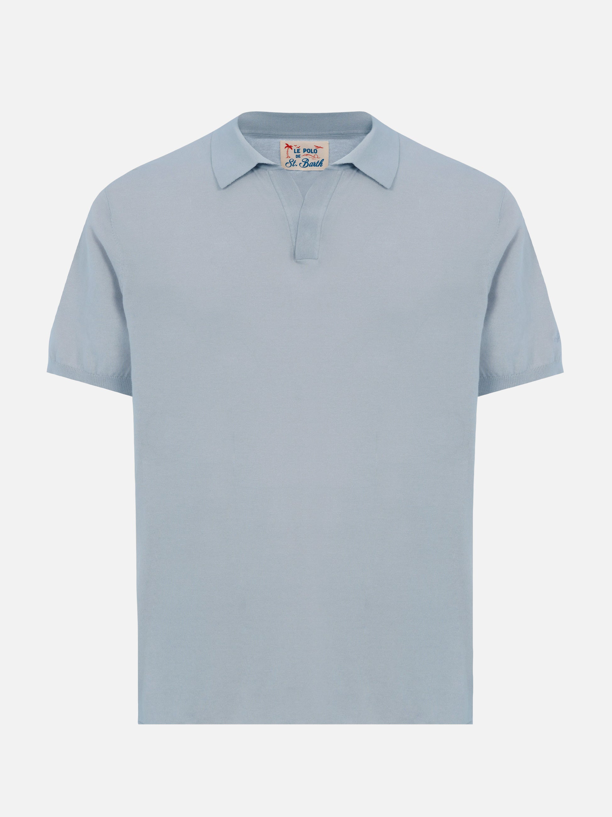 Sloan light blue buttonless knitted polo shirt - MC2 Saint Barth