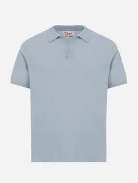 Sloan light blue buttonless knitted polo shirt - MC2 Saint Barth