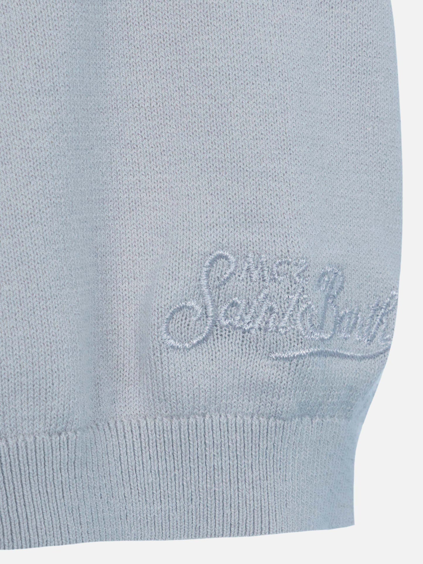 Sloan light blue buttonless knitted polo shirt - MC2 Saint Barth