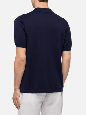 Sloan navy blue buttonless knitted polo shirt - MC2 Saint Barth