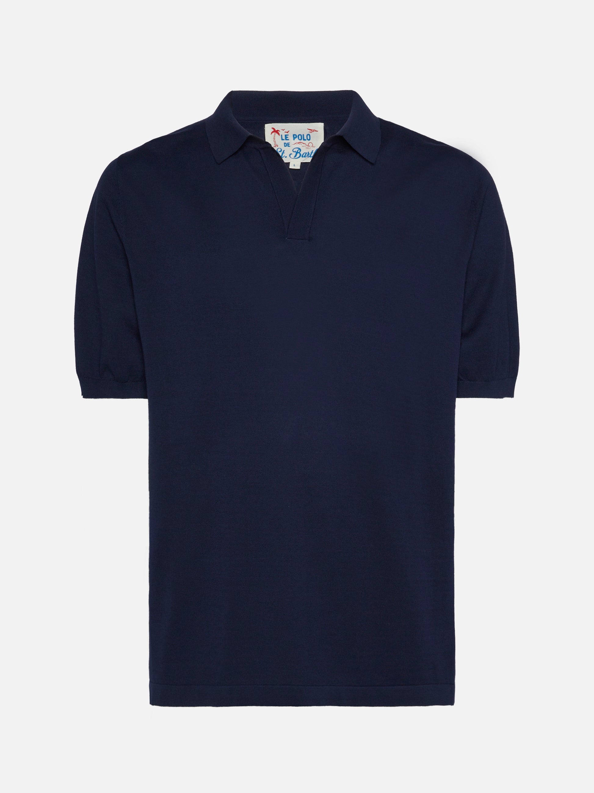 Sloan navy blue buttonless knitted polo shirt - MC2 Saint Barth