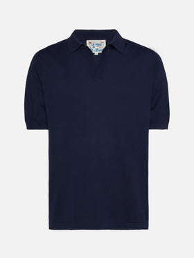 Sloan navy blue buttonless knitted polo shirt - MC2 Saint Barth