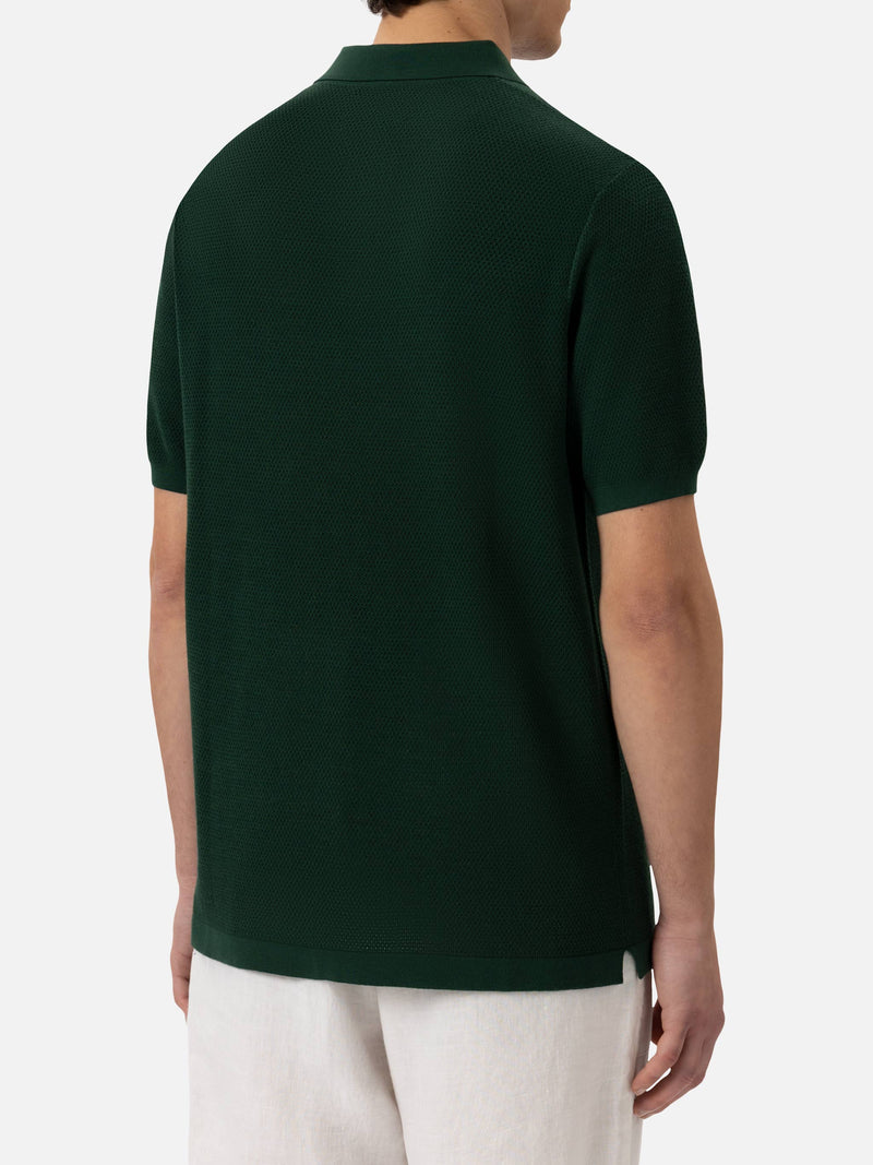 Sloan green mesh knitted polo shirt