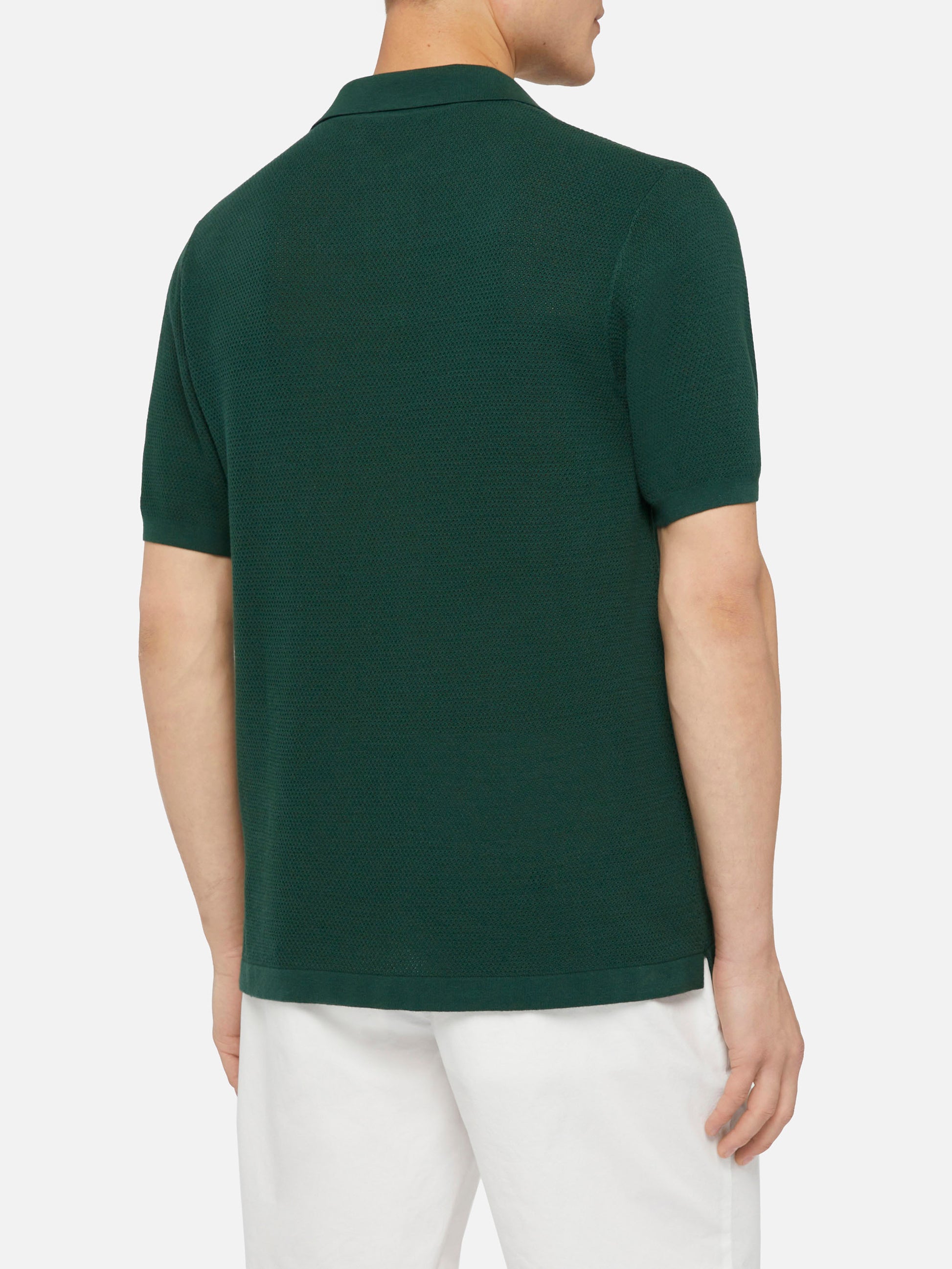 Sloan green buttonless mesh knitted polo shirt - MC2 Saint Barth