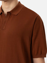 Sloan camel brown knitted polo shirt