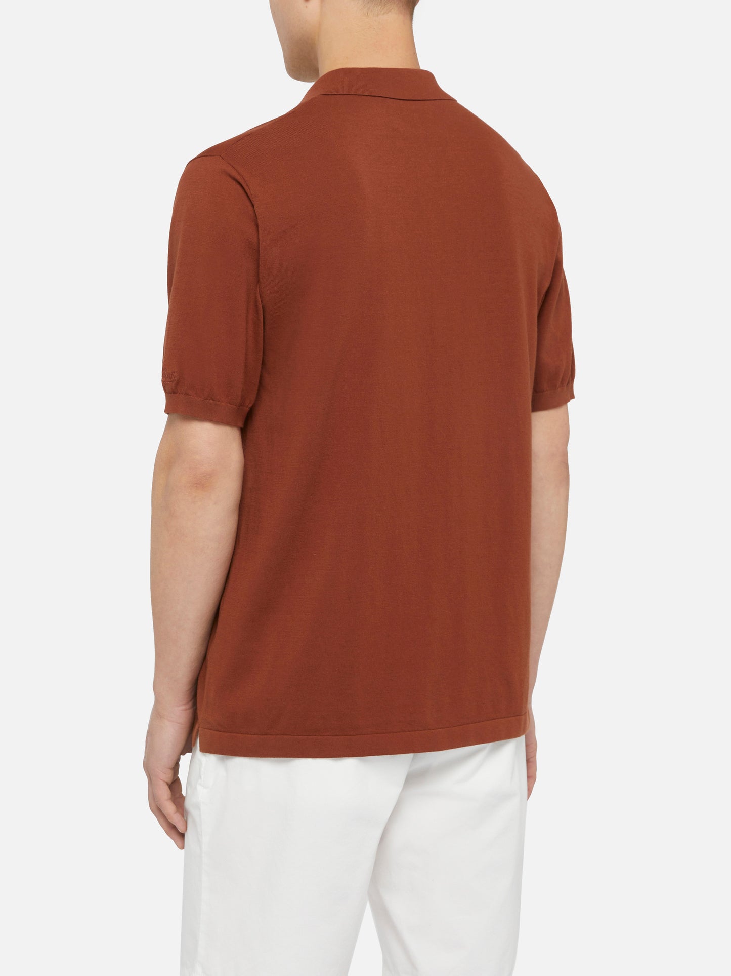 Sloan camel brown buttonless knitted polo shirt - MC2 Saint Barth