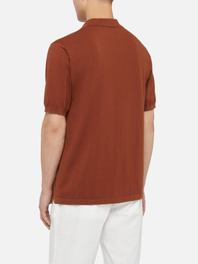 Sloan camel brown buttonless knitted polo shirt - MC2 Saint Barth