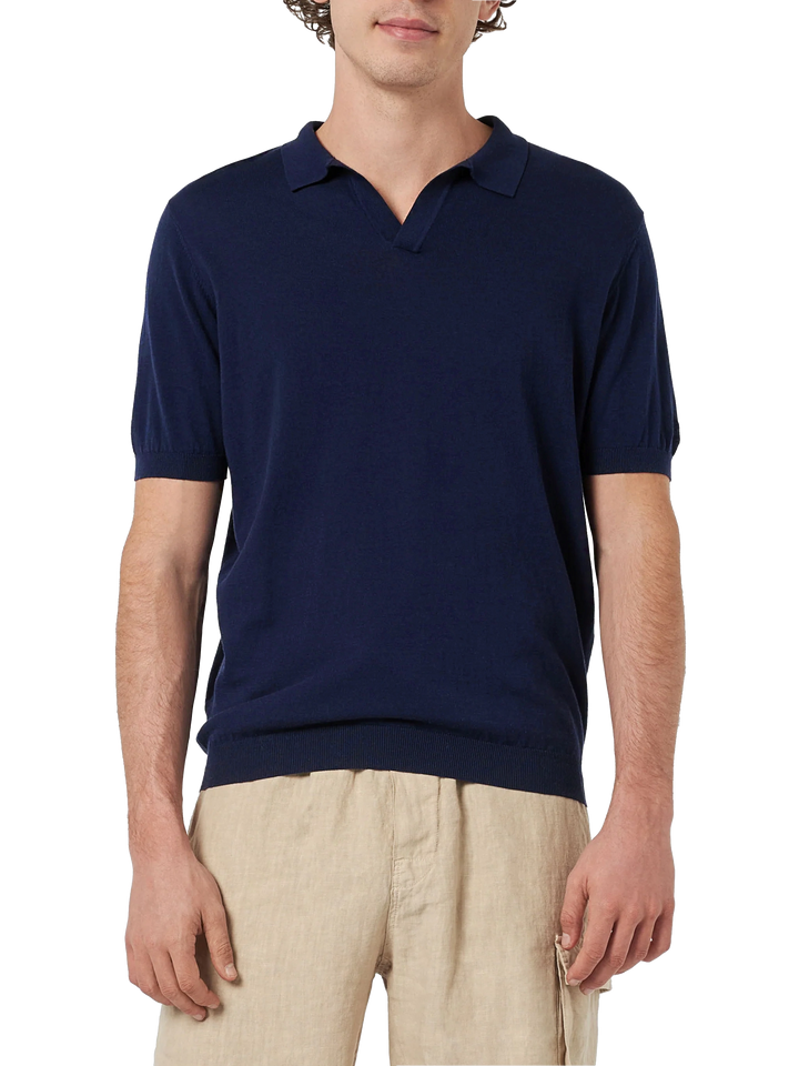 Navy blue buttonless knitted polo shirt Sloan - MC2 Saint Barth