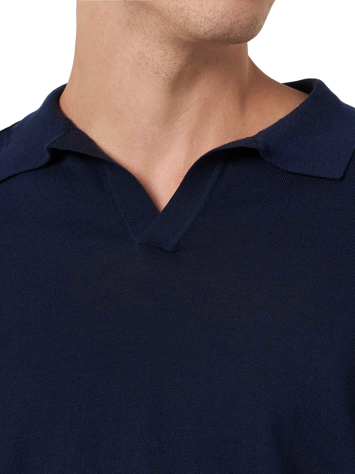 Navy blue buttonless knitted polo shirt Sloan - MC2 Saint Barth