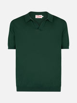 Man British green knitted polo shirt Sloan