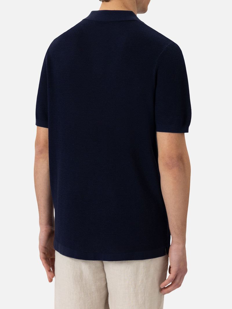 Polo Sloan in maglia a rete blu navy