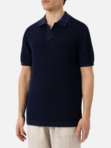 Polo Sloan in maglia a rete blu navy