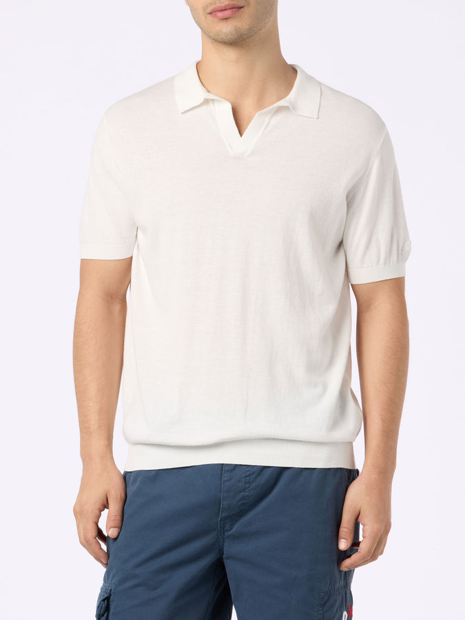 Mc2 Saint Barth Polo da uomo in maglia Sloan color panna