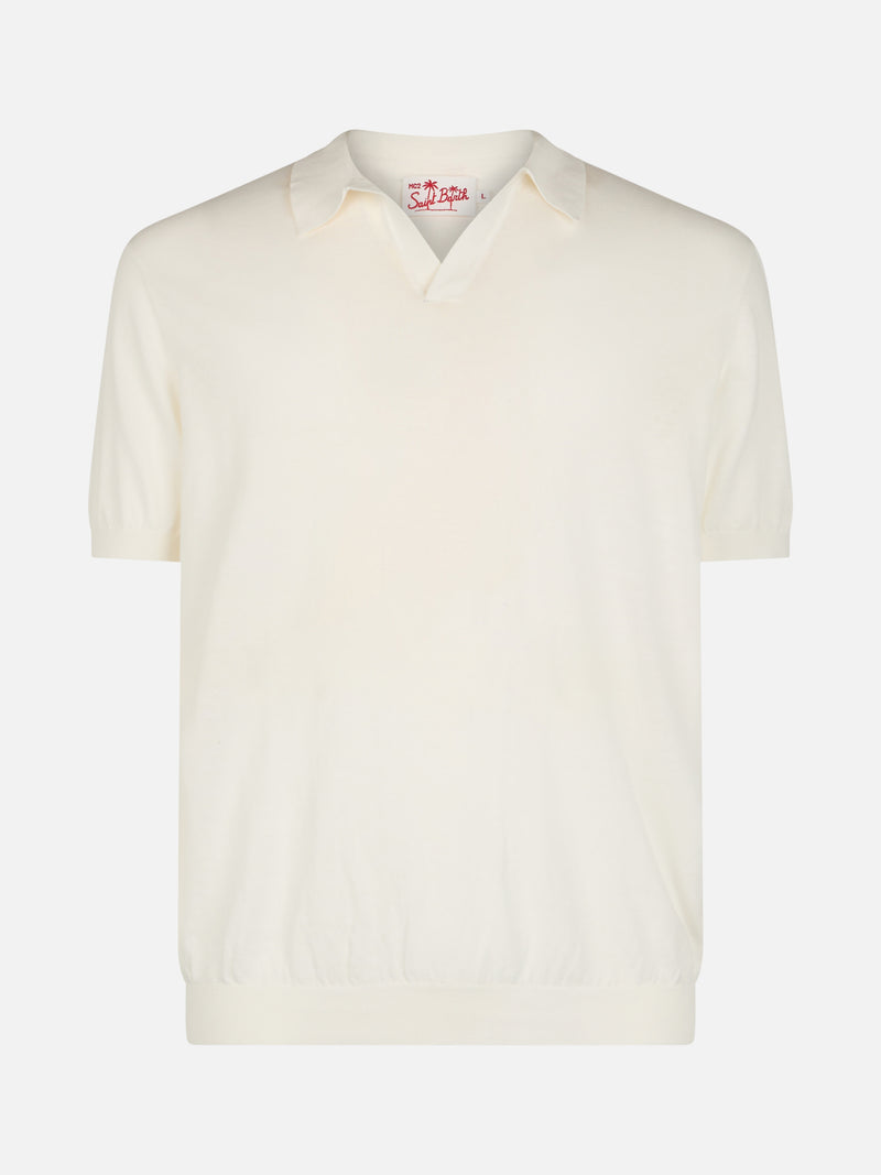 Man off-cream knitted polo shirt Sloan