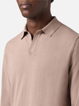 Sloan high twist cotton polo in taupe