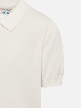Sloan Jr white knitted polo shirt - MC2 Saint Barth