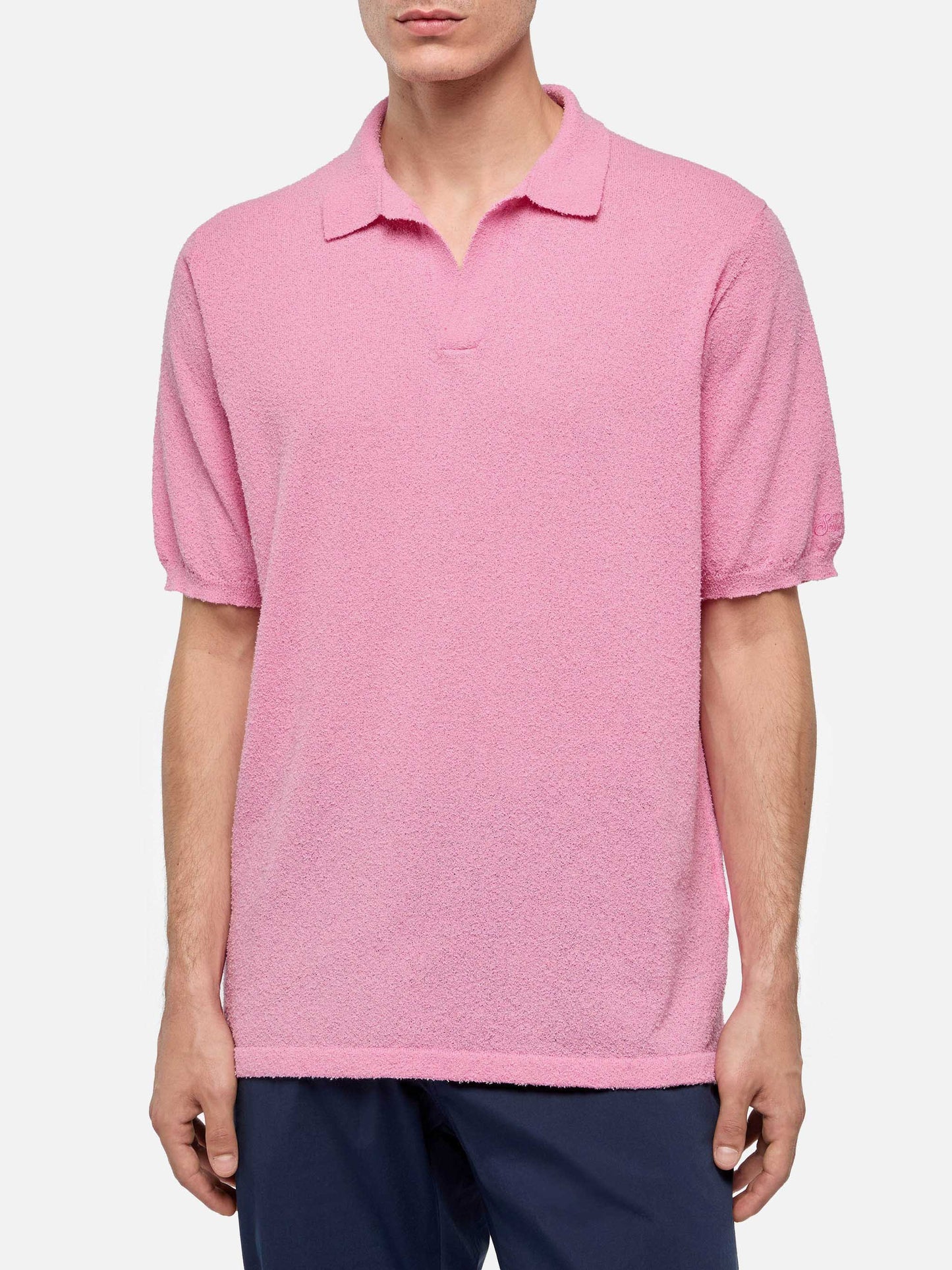 Sloan pink buttonless terry polo shirt - MC2 Saint Barth