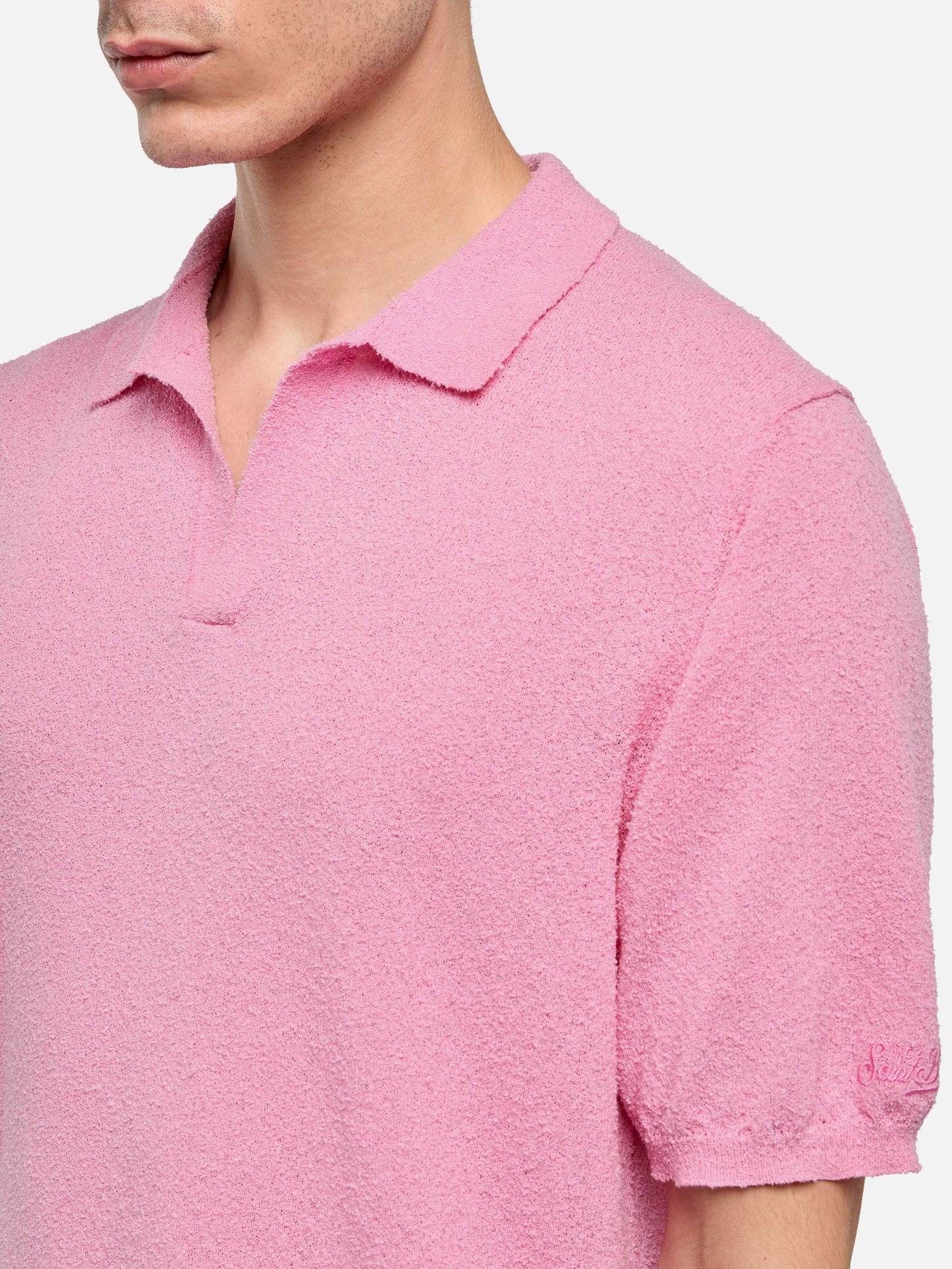 Sloan pink buttonless terry polo shirt - MC2 Saint Barth