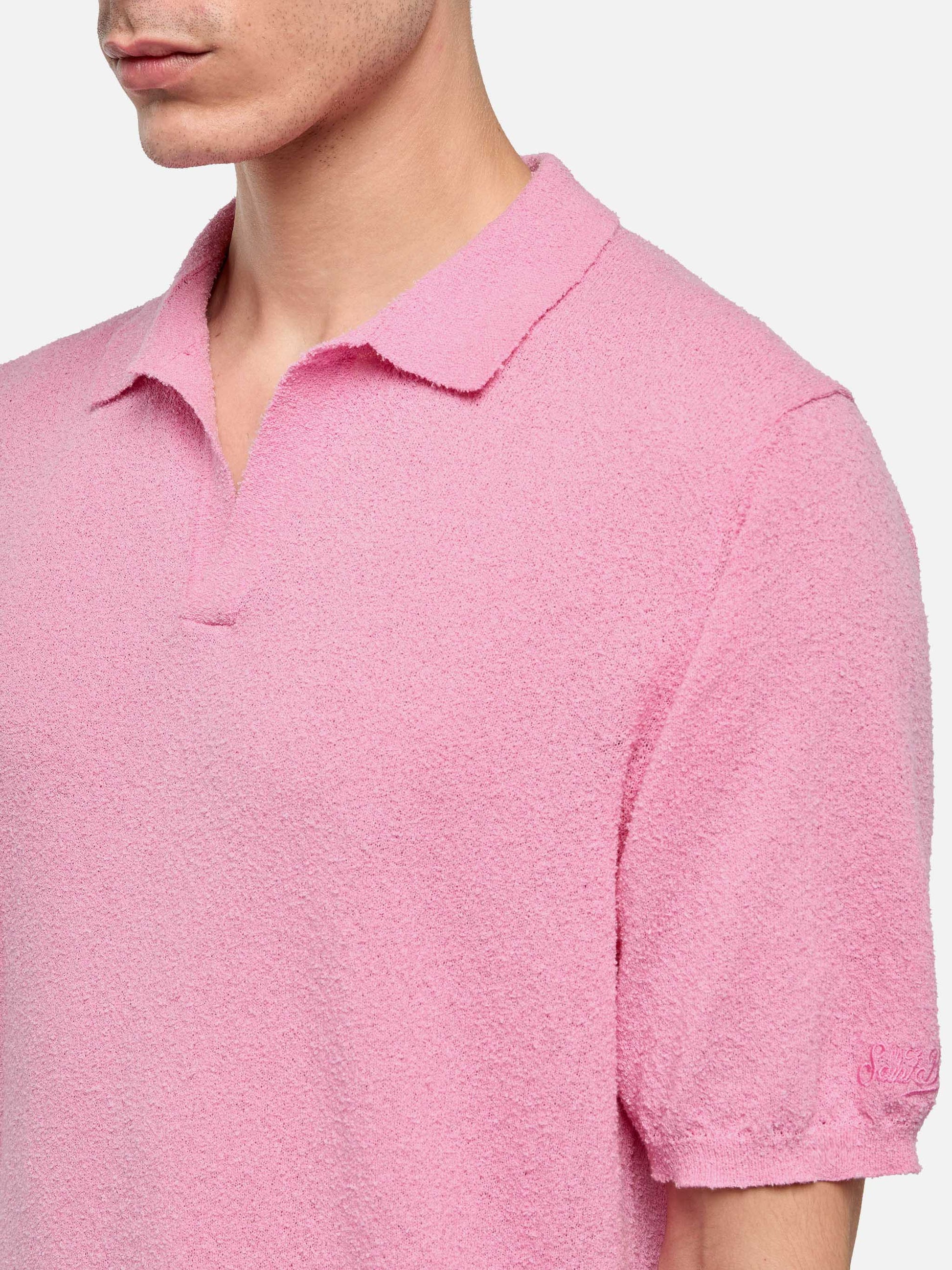 Sloan pink buttonless terry polo shirt - MC2 Saint Barth