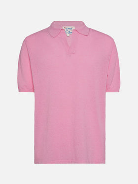 Sloan pink buttonless terry polo shirt - MC2 Saint Barth