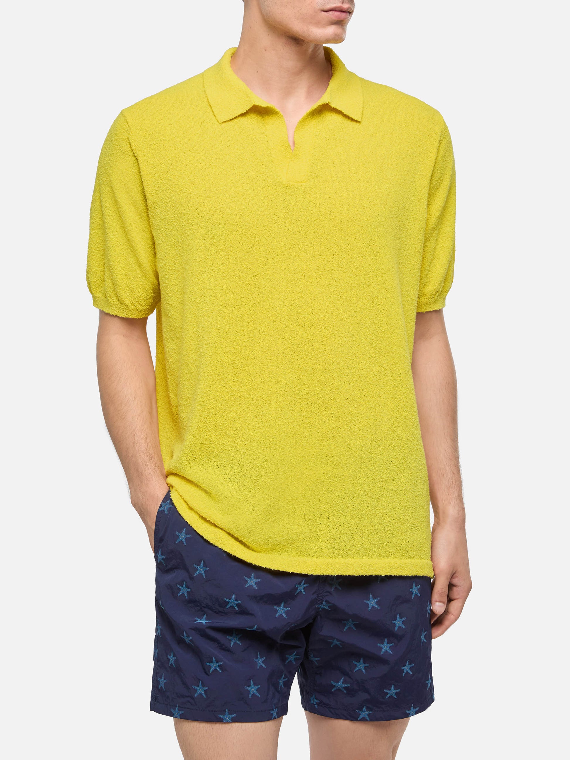 Sloan yellow buttonless terry polo shirt - MC2 Saint Barth