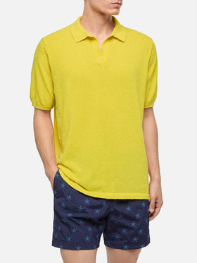 Sloan yellow buttonless terry polo shirt - MC2 Saint Barth