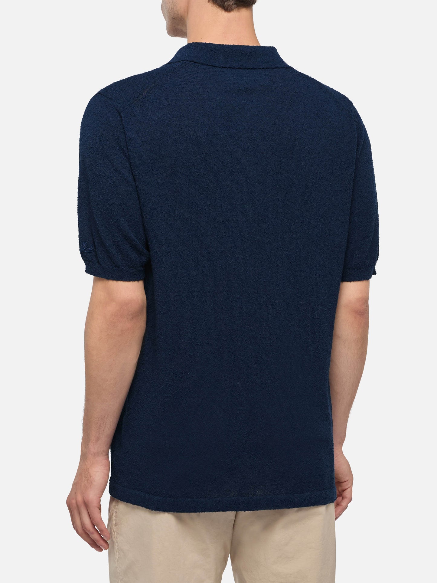 Sloan navy blue buttonless terry polo shirt - MC2 Saint Barth