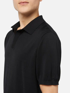Sloan black silk cotton knitted polo shirt - MC2 Saint Barth
